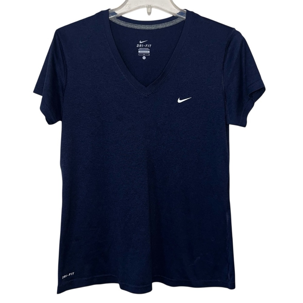Nike Dri Fit Women’s Navy Blue V-neck Training T-Shirt Size Large